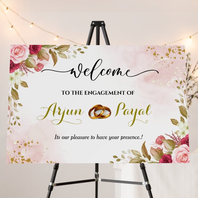 Engagement Welcome Board, Ring Ceremony Sign (In Situ (Stand))