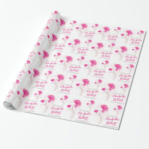 Engagement wildflower pink red grey art wrap wrapping paper