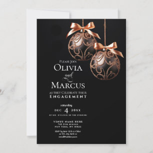 ENGAGEMENT Winter Rose Gold Onyx Baubles Invitation