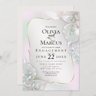ENGAGEMENT   Wispy Pink Shimmery Leaves Invitation