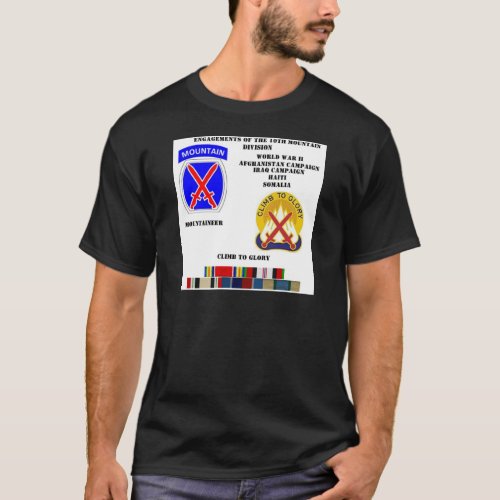 Engagements of  the 10th Mountain division T_Shirt