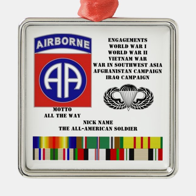 Engagements of  the 82nd  airborne division metal ornament (Front)