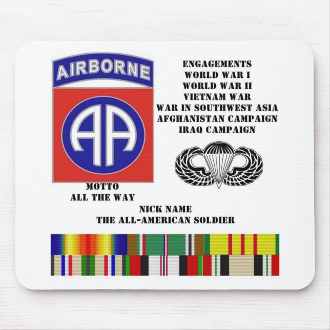 Engagements of  the 82nd  airborne division mouse pad (Front)