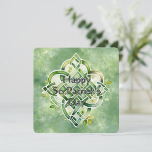 Engaging Green Watercolor Celtic Knot Holiday Card