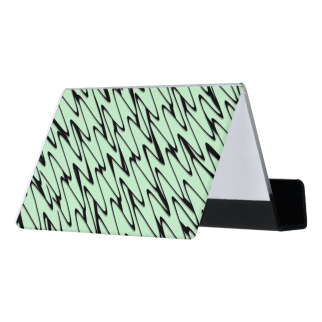 Engaging Mint Green Dynamic  Desk Business Card Holder (Angled Back)
