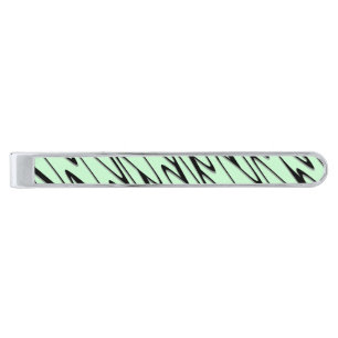 Engaging Mint Green Dynamic Silver Finish Tie Bar