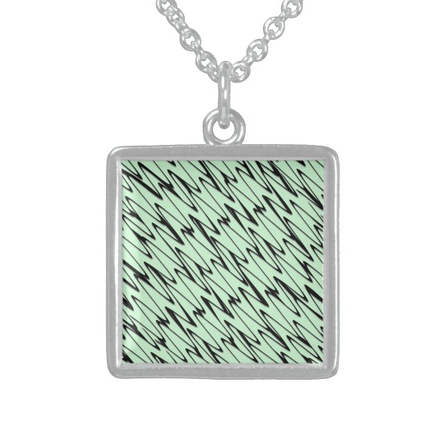 Engaging Mint Green Dynamic  Sterling Silver Necklace (Front)