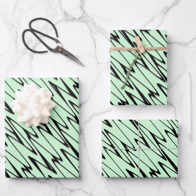 Engaging Mint Green Dynamic  Wrapping Paper Sheets (Front)