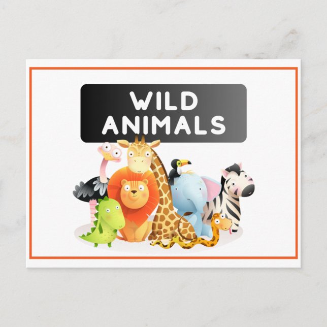 Engaging Wild Animal Flashcards ,Lion And Tiger Postcard (Front)