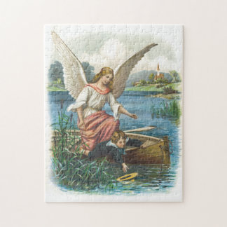 Engel guardian angel and boy on board jigsaw puzzle
