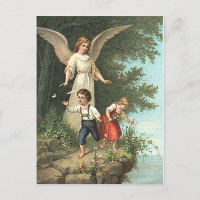 Engel guardian angel and two children postcard (Front)