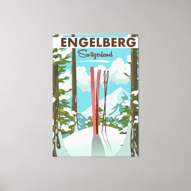 Engelberg Switzerland ski poster  Canvas Print (Front)