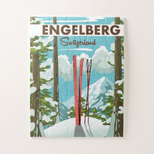 Engelberg Switzerland ski poster Jigsaw Puzzle