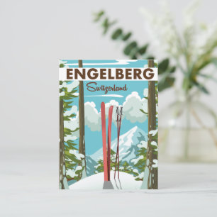 Engelberg Switzerland ski poster Postcard