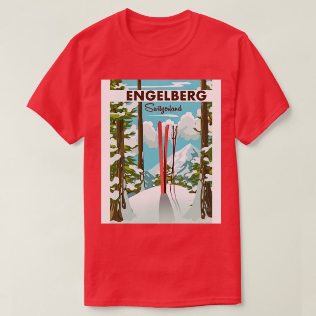 Engelberg Switzerland ski poster T-Shirt (Design Front)