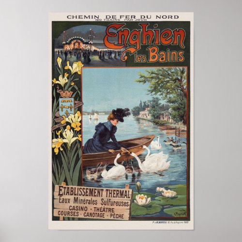 Enghien les Bains France Vintage Poster 1900