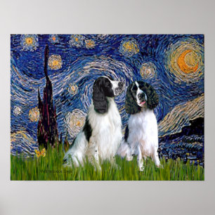 Engilsh Springer Pair - Starry Night Poster