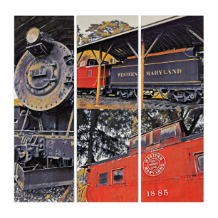 Engine 202 Western Maryland Railway Triptych