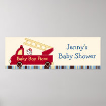 Engine 27 Fire Truck Puppy Baby Shower Banner Sign