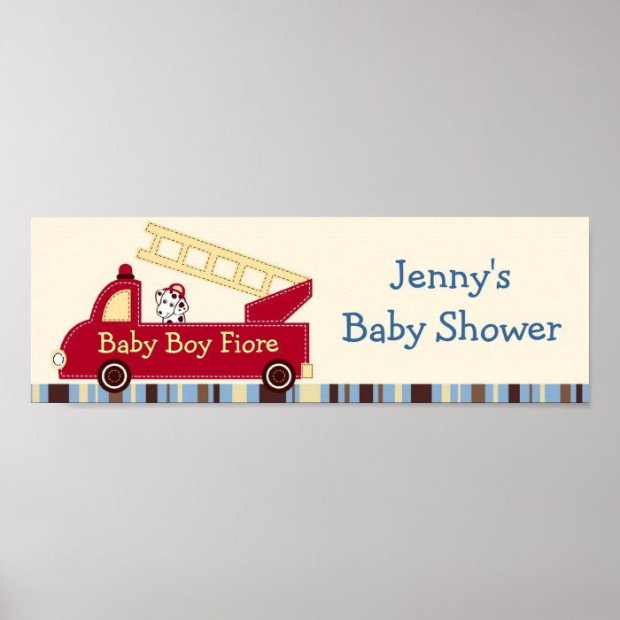 Engine 27 Fire Truck Puppy Baby Shower Invitations
