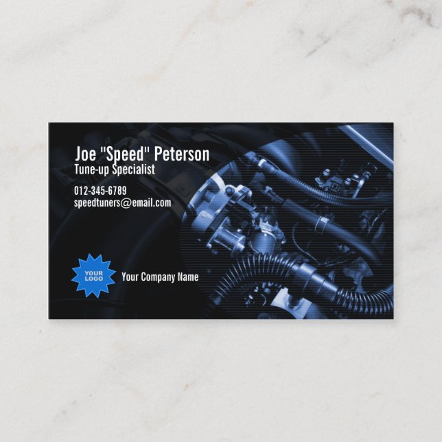 Engine Blue Car Service Business Card (Front)
