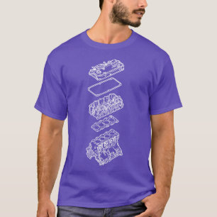 Engine Drawing Blueprint  T-Shirt