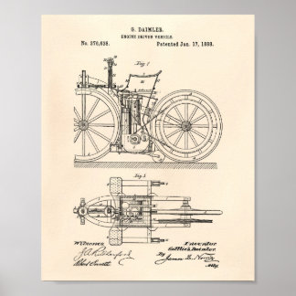 Engine Driven Vehicle 1888 Patent Art Old Peper Poster