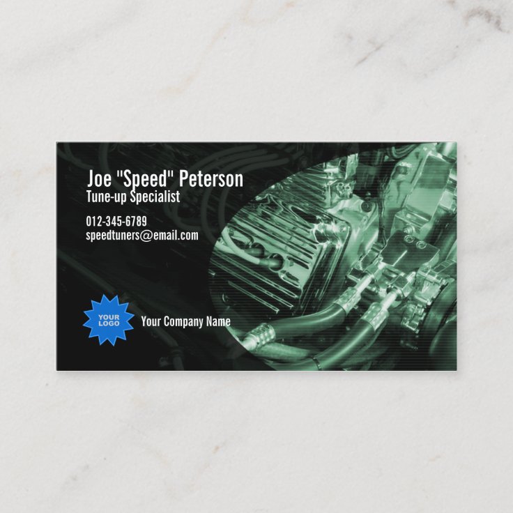Engine Green Car Service Business Card | Zazzle