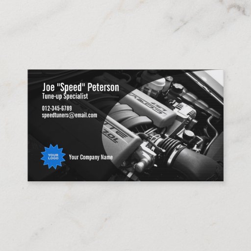 Customizable Engine Grey Car Service Business Card