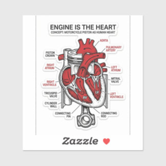 Engine Is The Heart Sticker — Piston Anatomy Decal
