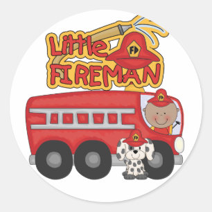 Engine Little Fireman African American Tshirts Classic Round Sticker