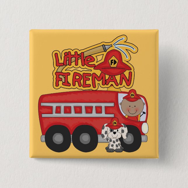 Engine Little Fireman African American Tshirts Pinback Button (Front)