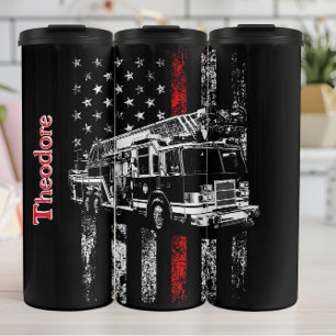 Engine Over Thin Red Flag Thermal Tumbler