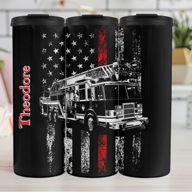 Engine Over Thin Red Flag Thermal Tumbler (Creator Uploaded)