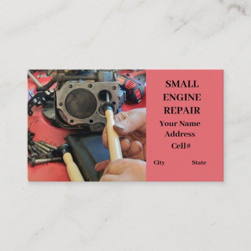 engine repair small engine piston valve tools business card