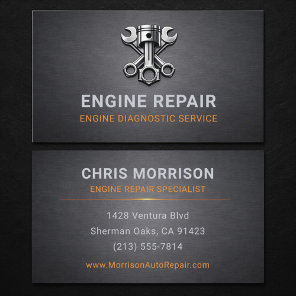 Engine Repair Specialist Automotive Metallic Business Card