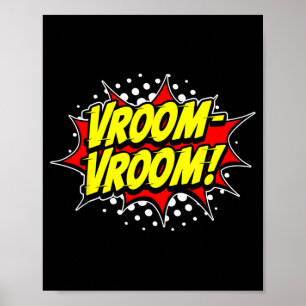 Engine revving vroom-vroom! comic onomatopoeia poster