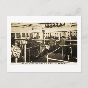 Engine Room on the S.S. Greater Detroit - D&C Line Postcard
