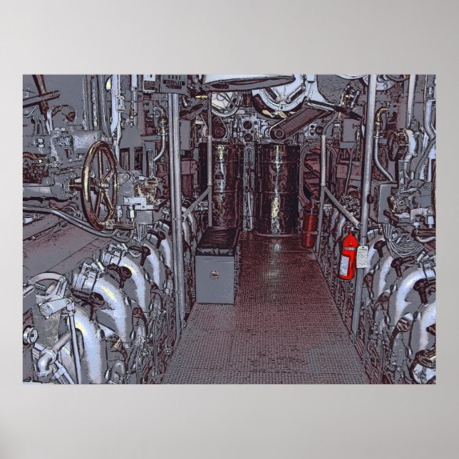 ENGINE ROOM USS BOWFIN SUBMARINE - HAWAII POSTER (Front)