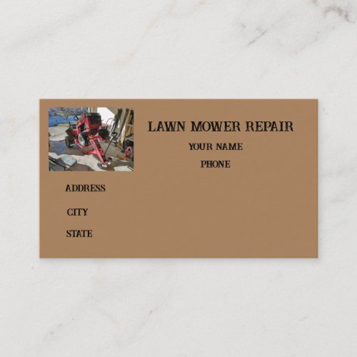 engine shop tractor fix motor lawn mower business card
