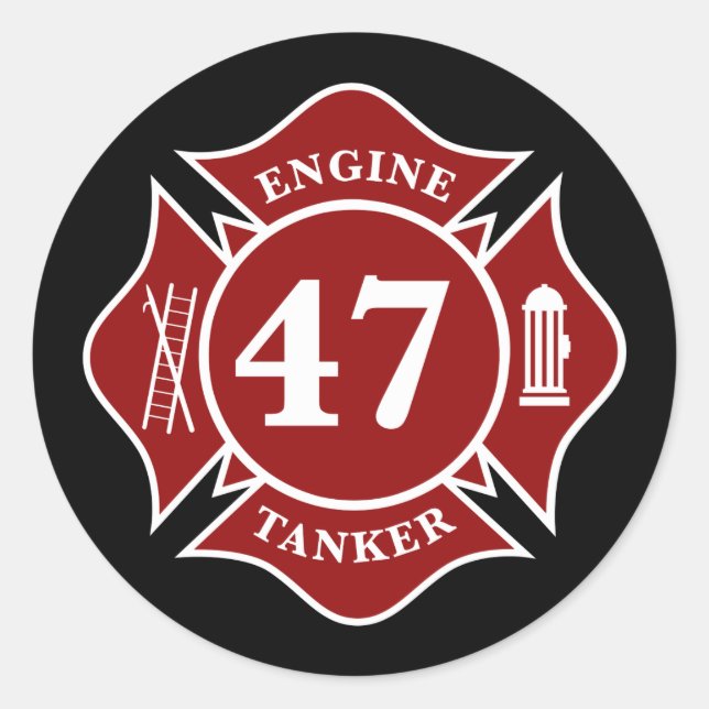 Engine / Tanker 47 Maltese Cross Round Sticker (Front)