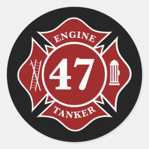 Engine / Tanker 47 Maltese Cross Round Sticker