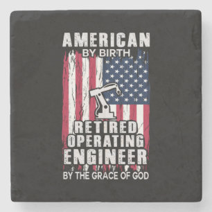 Engineer American Retired Operating Engineer Stone Coaster