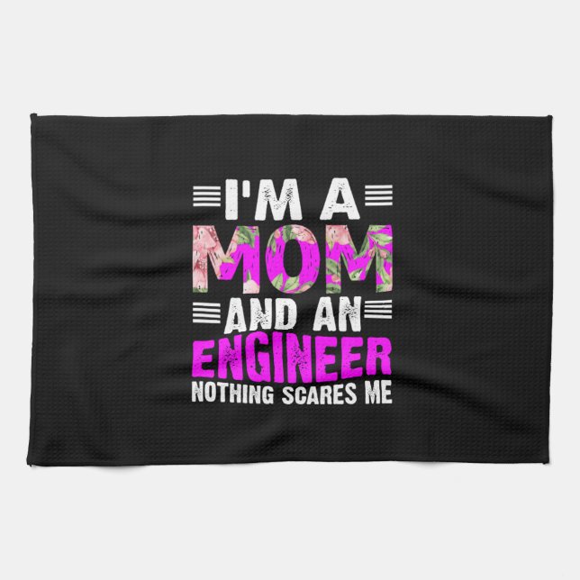 Engineer Art A Mom And An Engineer Kitchen Towel (Horizontal)