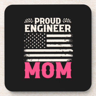 Engineer Art Proud Engineer Mom Beverage Coaster