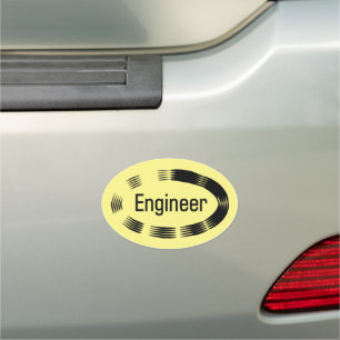 Engineer Black Oval Car Magnet