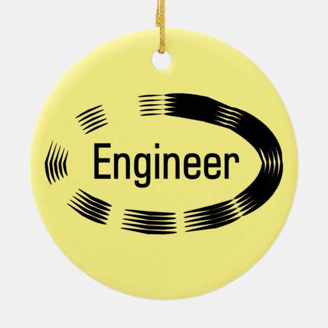 Engineer Black Oval Ceramic Ornament (Back)