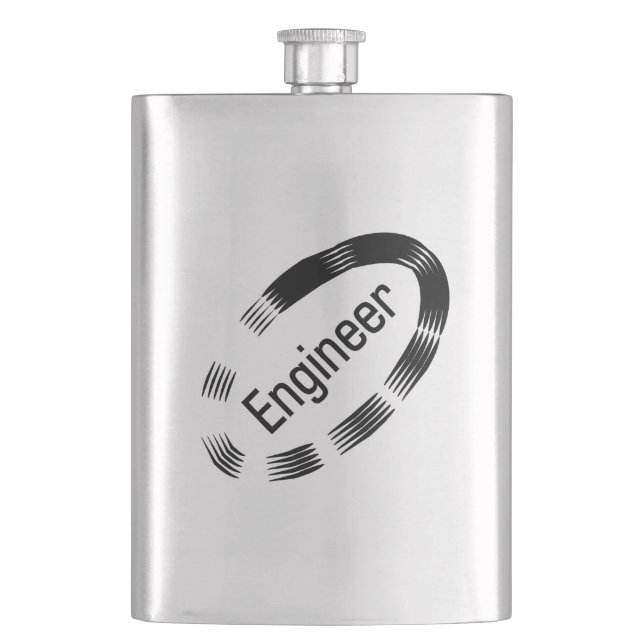 Engineer Black Oval  Flask (Front)