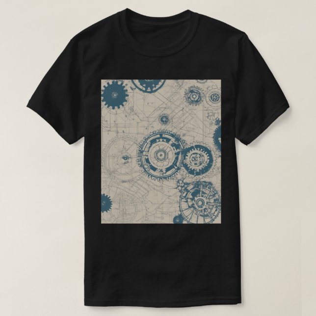 Engineer Blueprint Gears Architecture Structural D T-Shirt (Design Front)