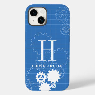 Engineer Blueprint Style Custom Monogram   Name Case-Mate iPhone 14 Case